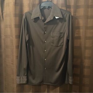 Vintage Men’s Button Down Shirt Size M 70s Retro top Stitching